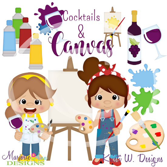 Cocktails & Canvas SVG Cutting Files Includes Clipart - Click Image to Close